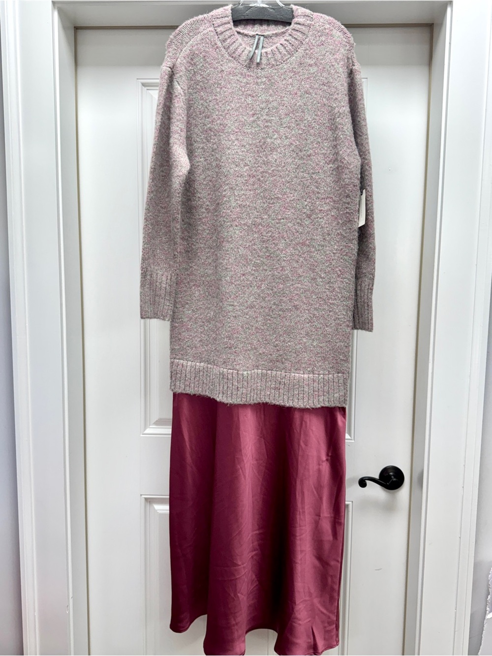 Anthropologie Twofer Sweater Slip Midi Dress Long Sleeve Pink Burgundy Small NWT - Picture 5 of 12